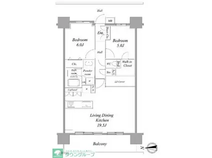 レーベン八王子MARK GATE(2LDK/10階)の間取り写真