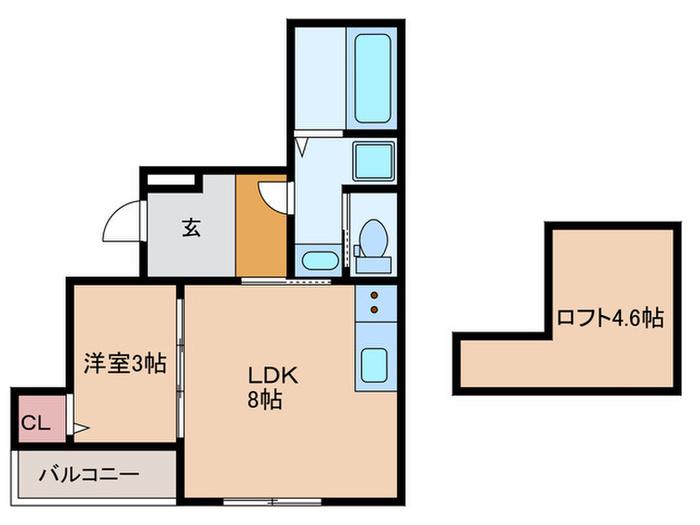 QHOUSE桑原(1LDK/2階)の間取り写真