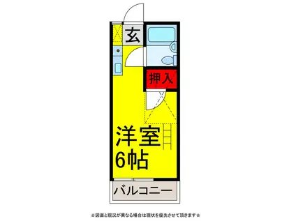 ウィング成田(ワンルーム/2階)の間取り写真