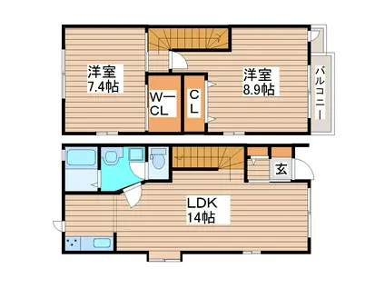 ファミーユサシンV(2LDK/1階)の間取り写真