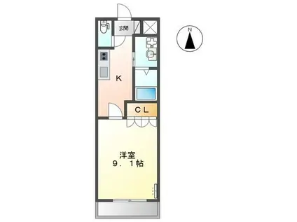 ル・レーヴ(1K/2階)の間取り写真