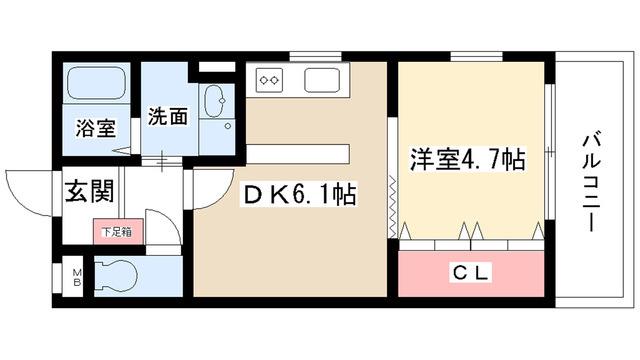アルカディアVII(1DK/2階)の間取り写真