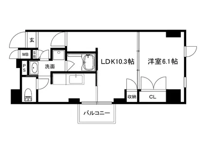 ＪＲ東海道本線 石山駅 徒歩1分 8階建 築17年(1LDK/5階)の間取り写真