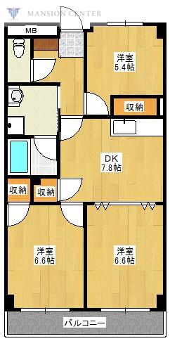 メゾンユニヴェール(3DK/3階)の間取り写真