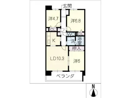 サンコート桃花台 C棟(3LDK/7階)の間取り写真
