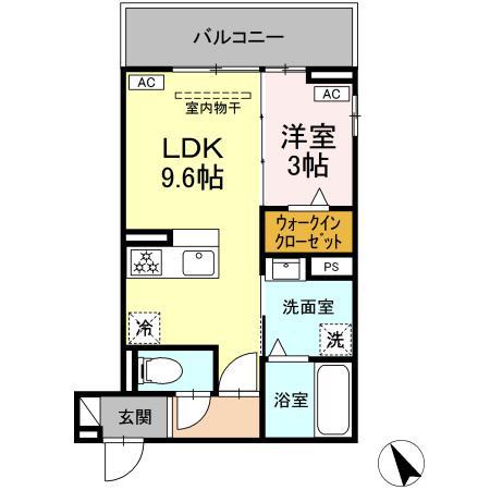 ルナジア(1LDK/3階)の間取り写真
