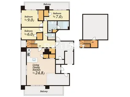 ザ・パークハビオ代々木(3LDK/9階)の間取り写真