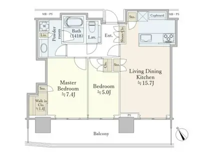 パークコート赤坂檜町ザ タワー(2LDK/30階)の間取り写真