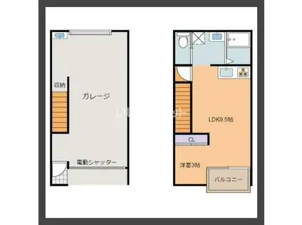 LEAF(1LDK/1階)の間取り写真