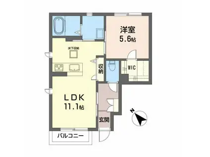 サングラシアス(1LDK/1階)の間取り写真