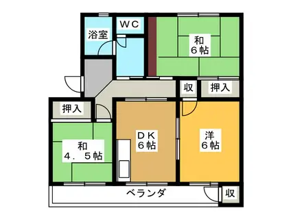 寺田コーポ B(2LDK/2階)の間取り写真