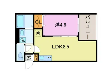 ハピエストトリーム(1LDK/1階)の間取り写真