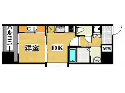 アイセレブ博多駅前(1DK/9階)の間取り写真