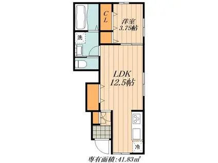 リーブルファイン加木屋町(1LDK/1階)の間取り写真