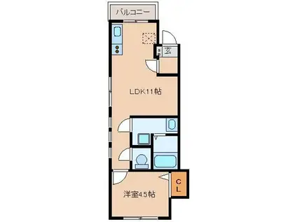 リテラ香椎III(1LDK/2階)の間取り写真