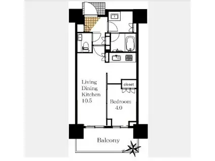ウェリス六本木(1LDK/16階)の間取り写真
