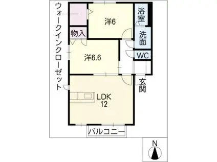 ORANGE COURT B(2LDK/1階)の間取り写真