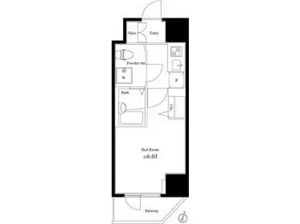 ハーモニーレジデンス池袋003(1K/6階)の間取り写真