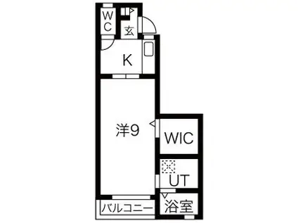 ピアニーフィールドD(1K/1階)の間取り写真