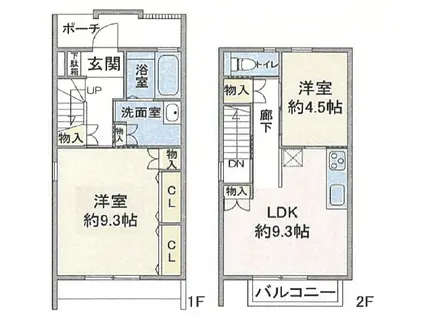 アクシス上名古屋(2LDK/1階)の間取り写真