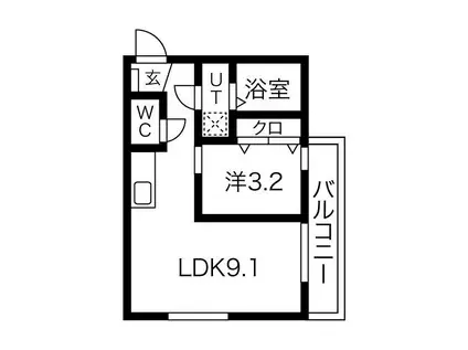 BELLE ROSE大江 イースト A棟(1LDK/3階)の間取り写真