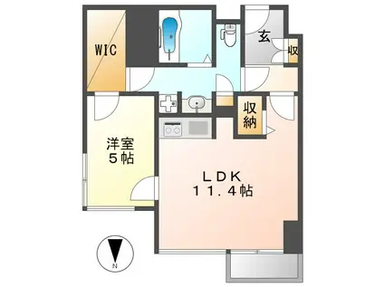 ミュプレ矢場町(1LDK/13階)の間取り写真