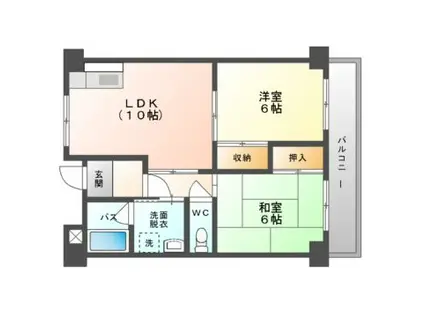 アスカサンハイム(2LDK/6階)の間取り写真