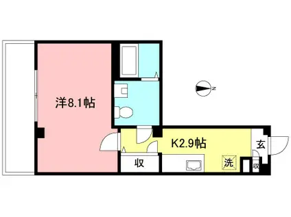 グリーンビレッジIII(1K/1階)の間取り写真