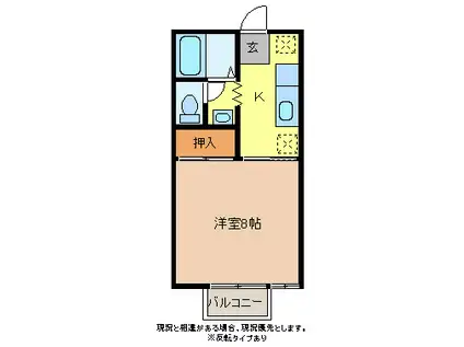 ハイツユニバース(1K/2階)の間取り写真