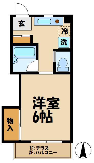 小島ハイツ2号(1K/1階)の間取り写真