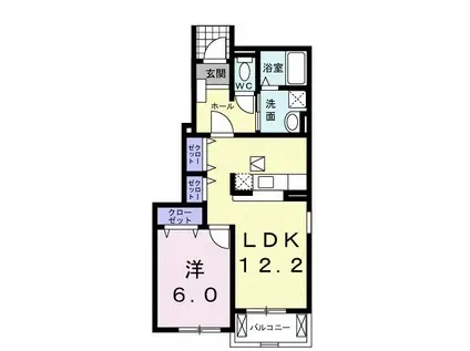 リバブルコートB(1LDK/1階)の間取り写真