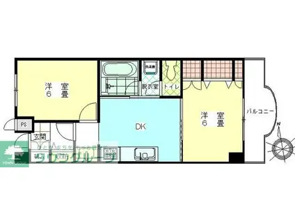 シーザーレジデンス美好町(2DK/2階)の間取り写真