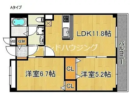 グレイス恵風(2LDK/5階)の間取り写真