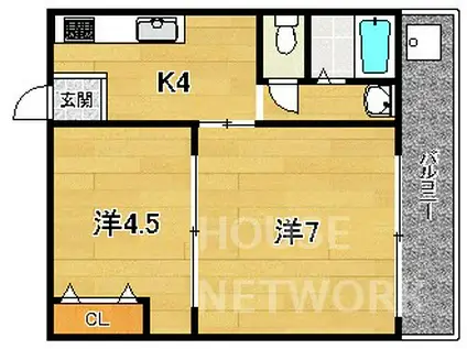 高徳マンション(2K/2階)の間取り写真