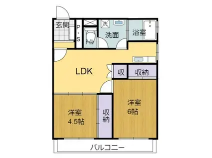 コンフォルト山下(2LDK/4階)の間取り写真