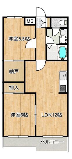 ドミール鹿島(1SLDK/1階)の間取り写真