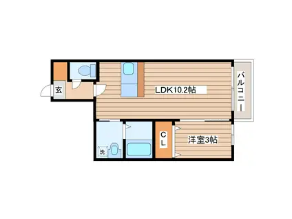 マノール(1LDK/1階)の間取り写真