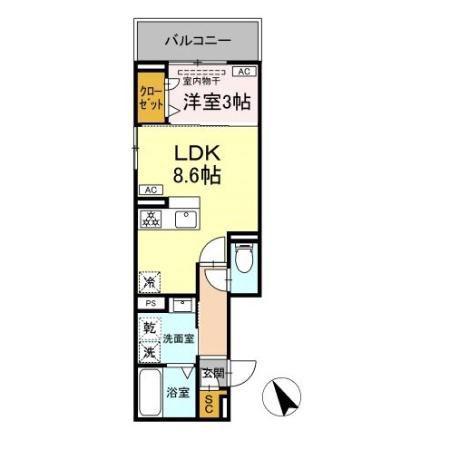 ルナジア(1LDK/3階)の間取り写真