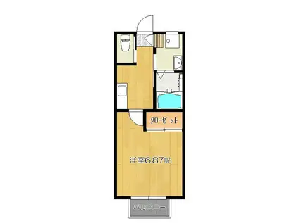 サンテラス(1K/2階)の間取り写真