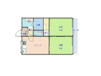 シャルマンハイツ下曽根(2DK/2階)の間取り写真