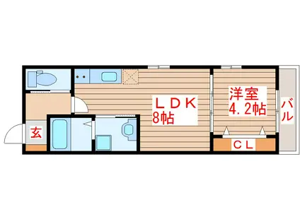 LOND(1LDK/1階)の間取り写真