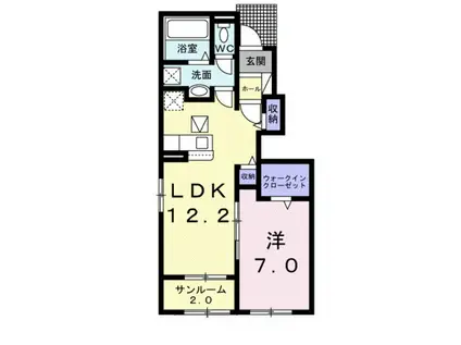 サンヴィレッジ郡A(1LDK/1階)の間取り写真
