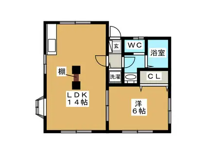 ハイツ内山B(1LDK/1階)の間取り写真