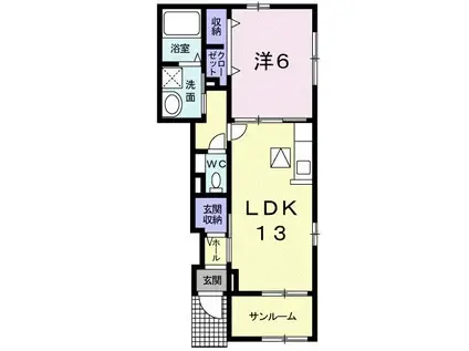 VERGER(1LDK/1階)の間取り写真