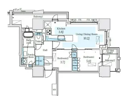 和光マンション(2LDK/4階)の間取り写真