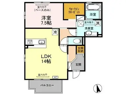 グランドソレイユ B(1LDK/1階)の間取り写真