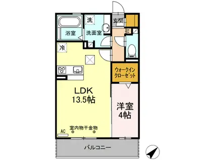 シェノアIV(1LDK/1階)の間取り写真