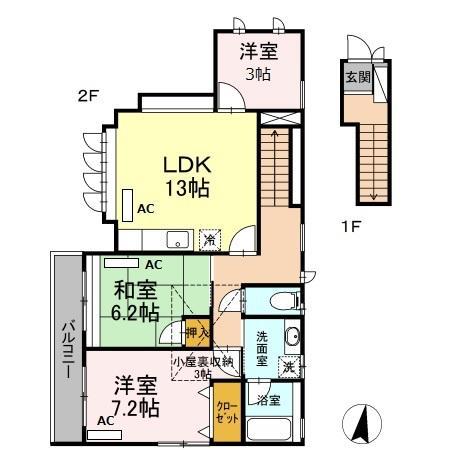 エバーグリーンハウス(3SLDK/2階)の間取り写真