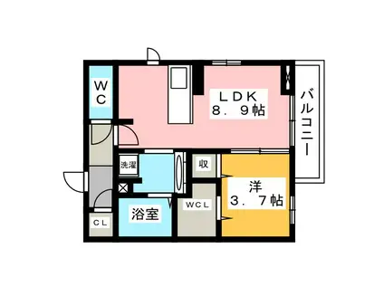 アゼリアG(1LDK/3階)の間取り写真