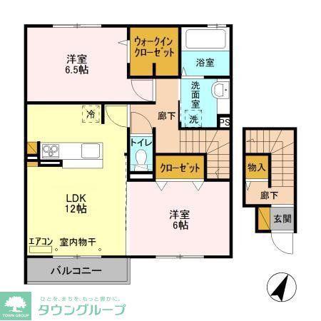 オルテンシアI(2LDK/2階)の間取り写真
